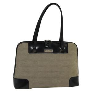 GUCCI Tote Bag Canvas Leather Gray Black Silver 002 002